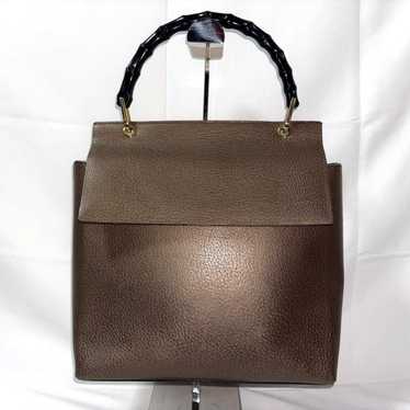 80s GUCCI Bamboo Handbag Metallic Old Gucci Brown