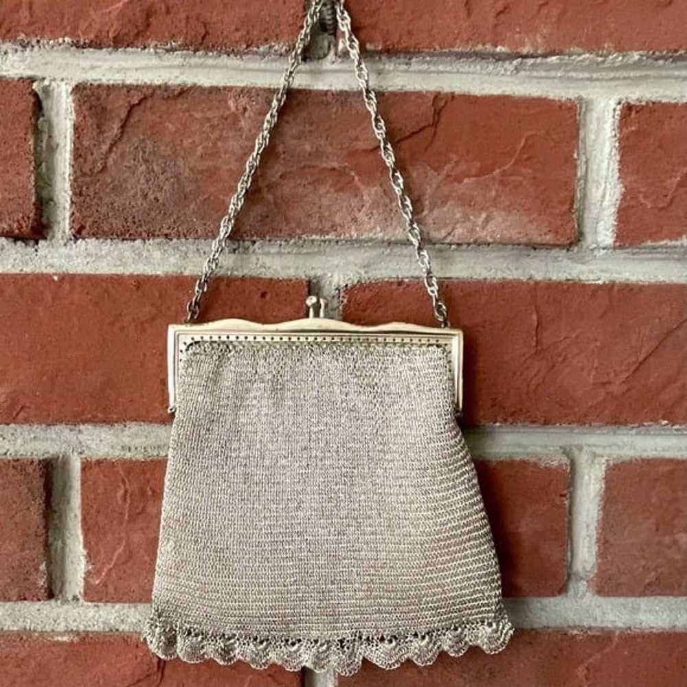 •Jorelle Vintage Silver Mesh Evening Art Deco Bag… - image 10