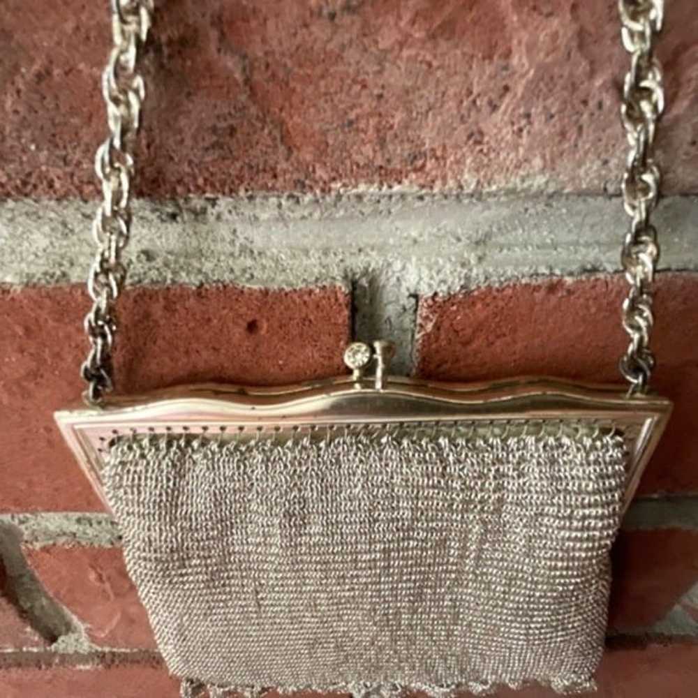 •Jorelle Vintage Silver Mesh Evening Art Deco Bag… - image 4