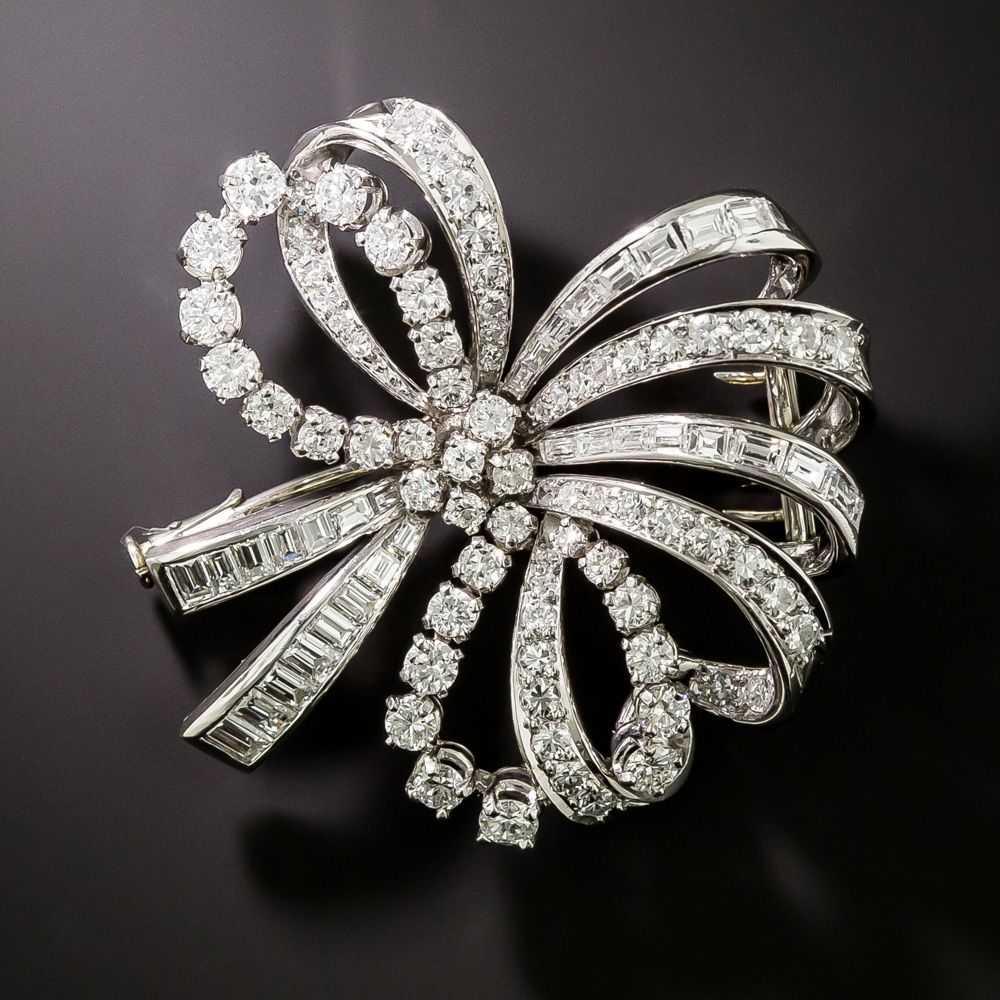 Mid-Century French Diamond Bow Brooch - image 1