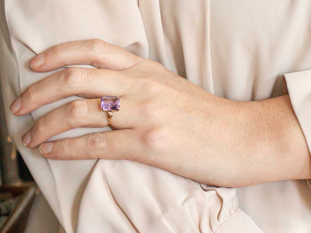 Amethyst Solitaire Cocktail Ring - image 4