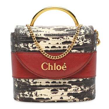 CHLOE Calfskin Lizard Embossed Small Aby Lock Sepi