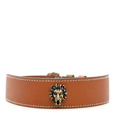 GUCCI Calfskin Lion Choker Brown