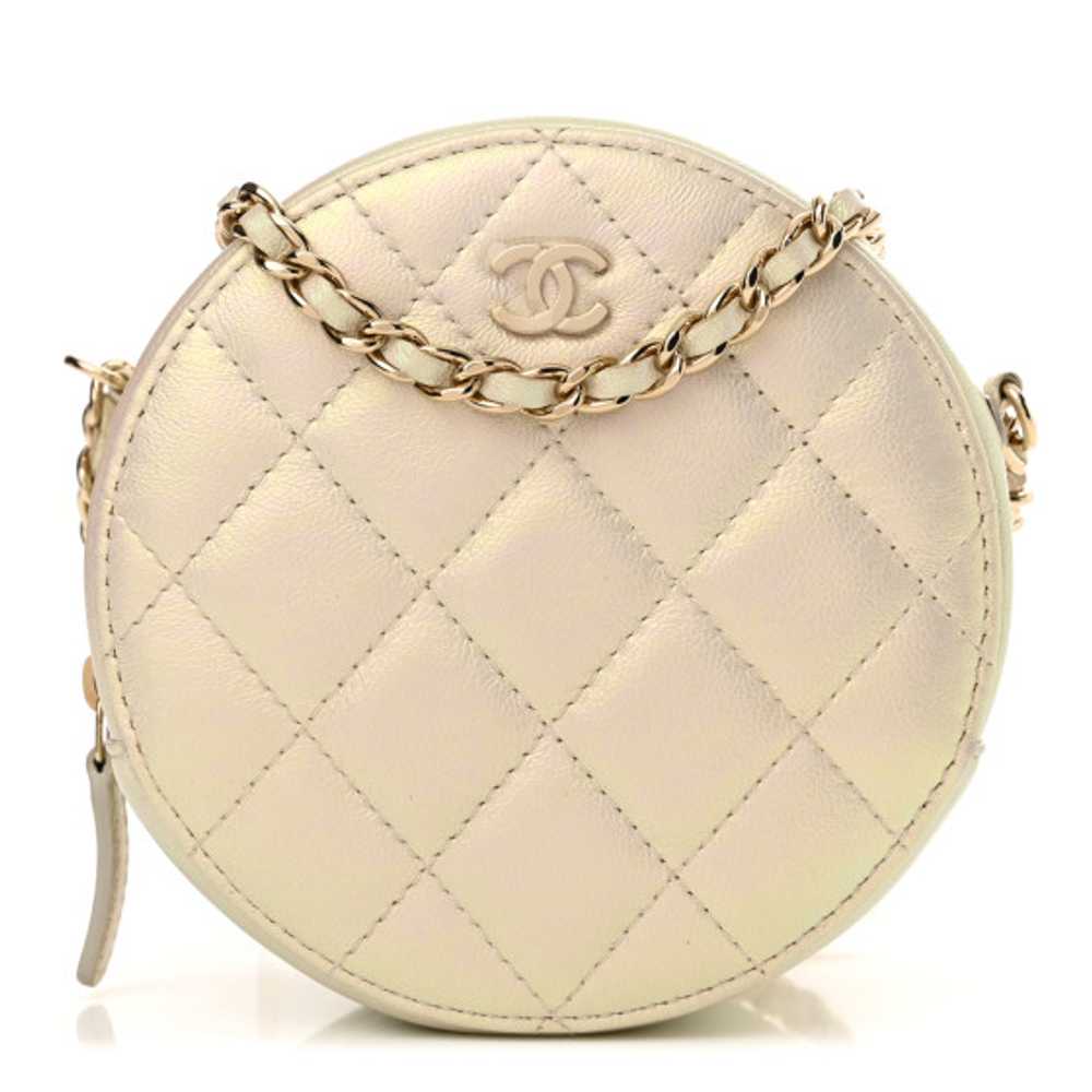 CHANEL Iridescent Lambskin Quilted Round Clutch W… - image 1