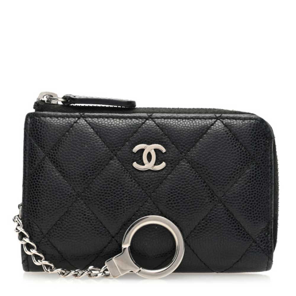 CHANEL Caviar Quilted Zipped Key Holder Case Black - image 1