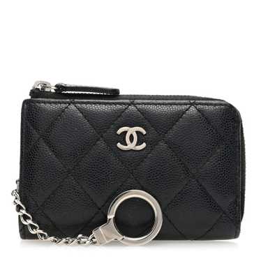 CHANEL Caviar Quilted Zipped Key Holder Case Black - image 1