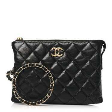 CHANEL Shiny Crumpled Calfskin Quilted Clutch Bag… - image 1