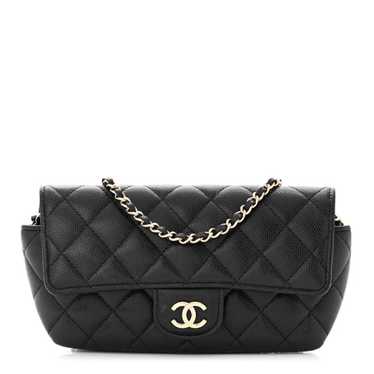 CHANEL Caviar Quilted Glasses Case With Chain Bla… - image 1