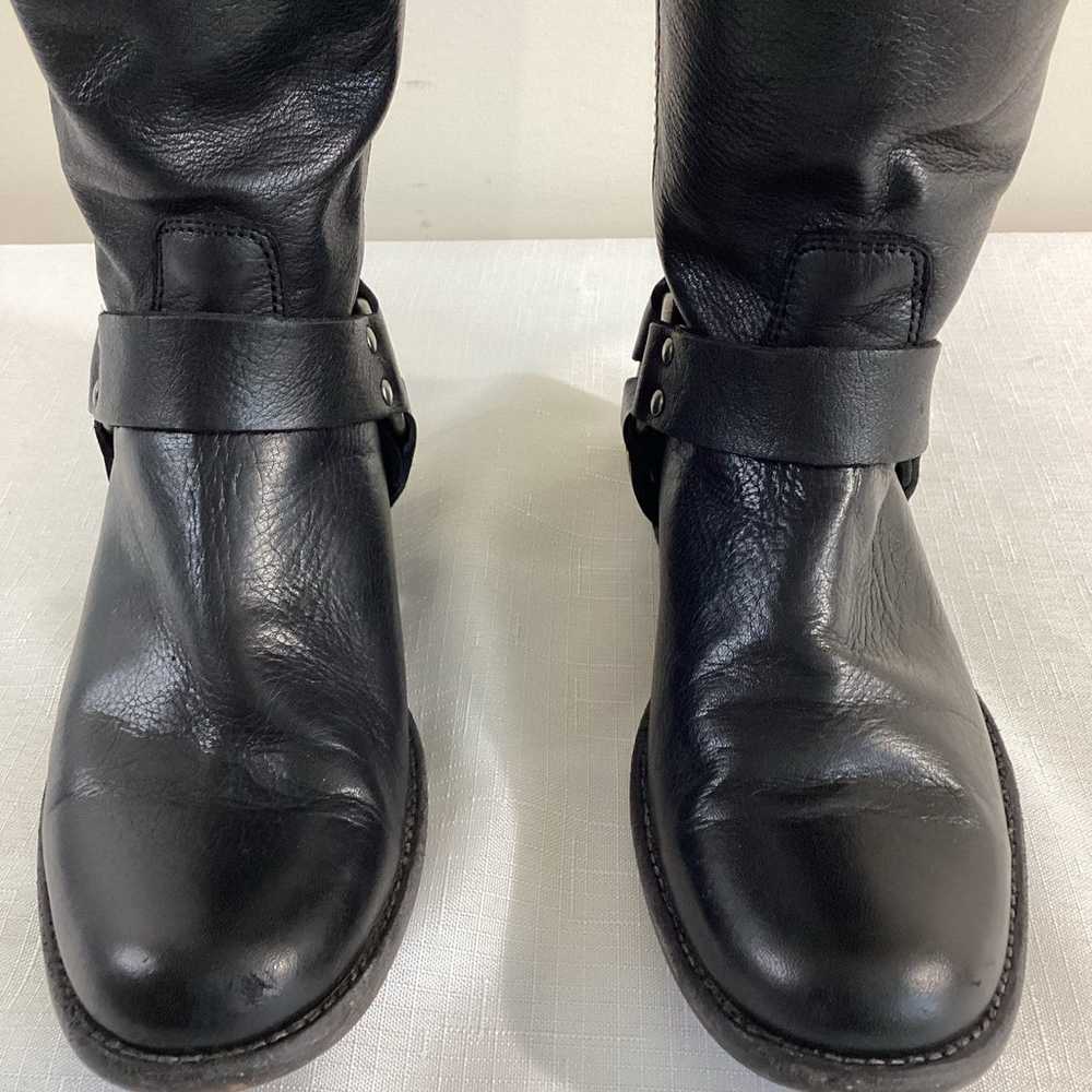 Frye Tall Black Leather Harness  Boots Size 6.5 - image 3