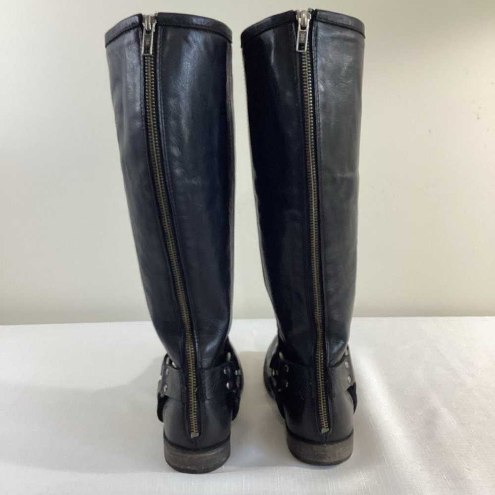 Frye Tall Black Leather Harness  Boots Size 6.5 - image 5