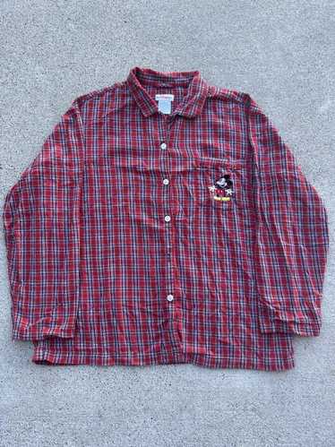 Disney 2000s Disney Red Plaid Mickey Mouse Flannel