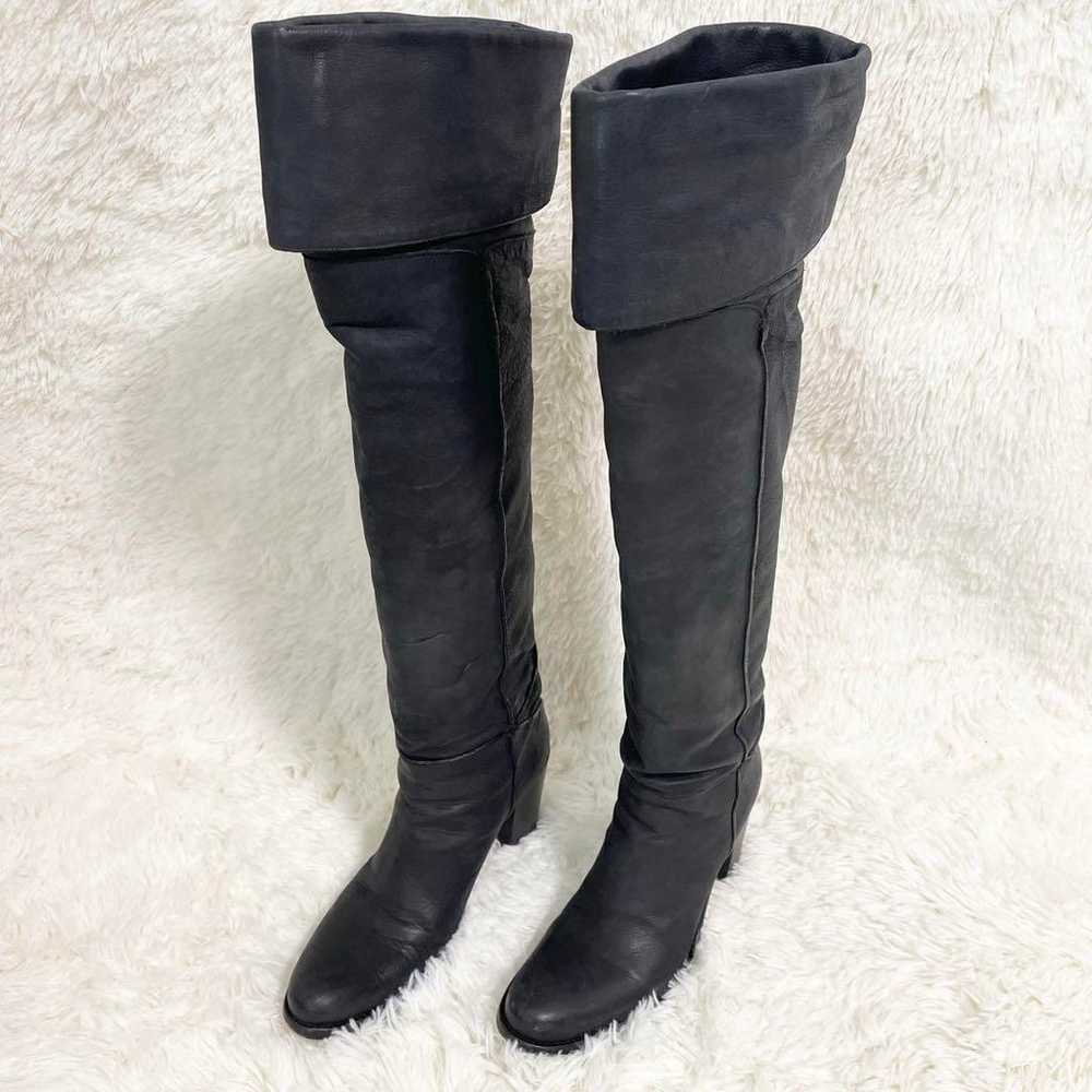 Sartre knee-high boots, long, charcoal gray, chun… - image 1