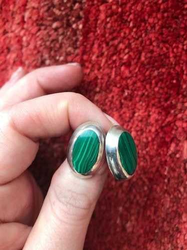 Mexican Silver 925 Sterling silver Malachite studs