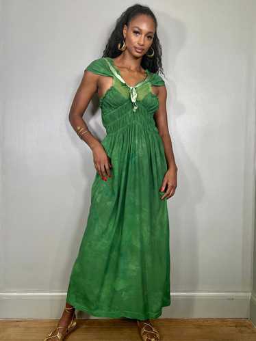 Esmeralda, 30s dress hand dyed in emerald green - image 1