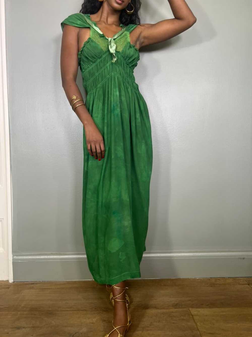 Esmeralda, 30s dress hand dyed in emerald green - image 6