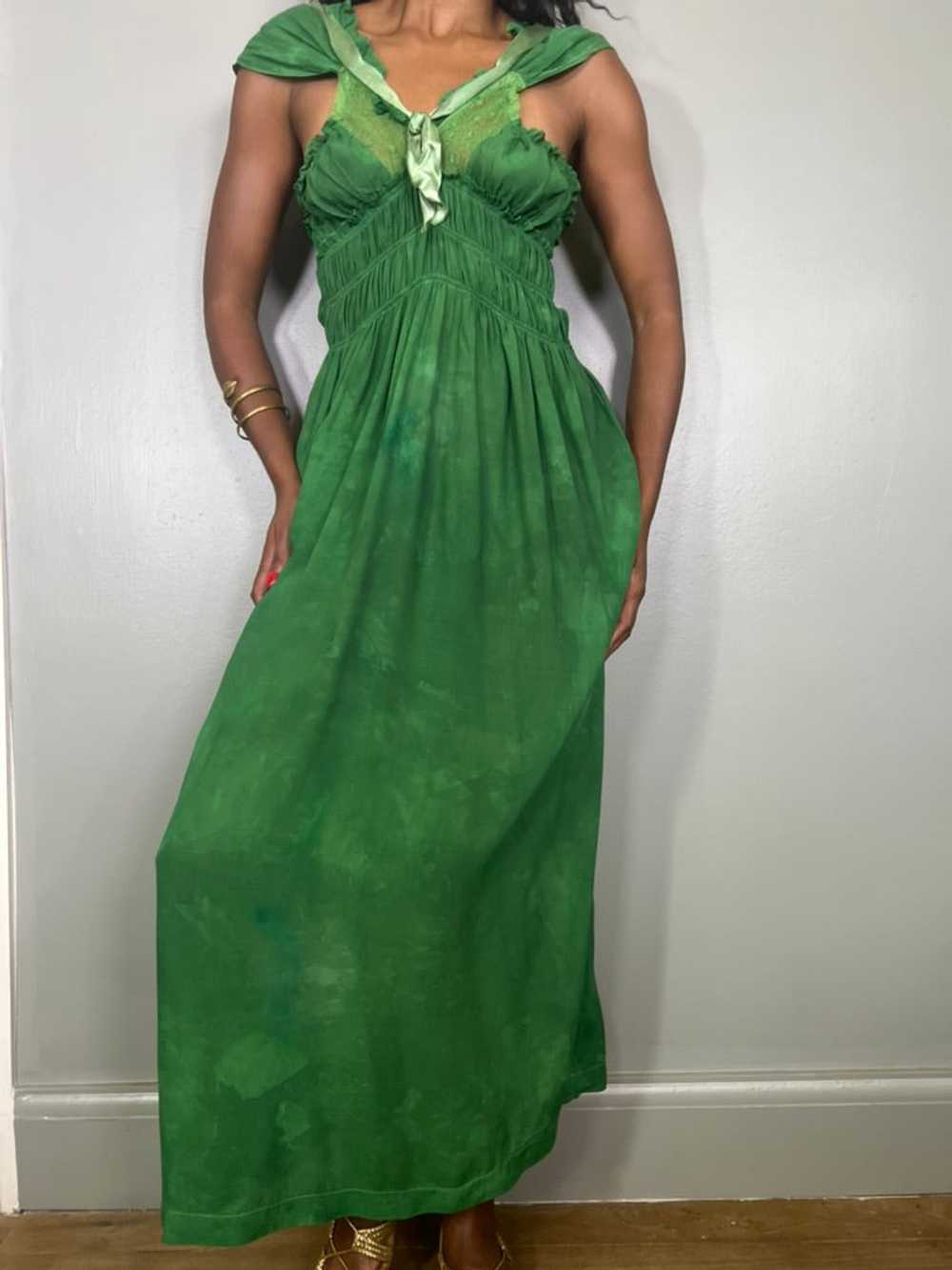 Esmeralda, 30s dress hand dyed in emerald green - image 7