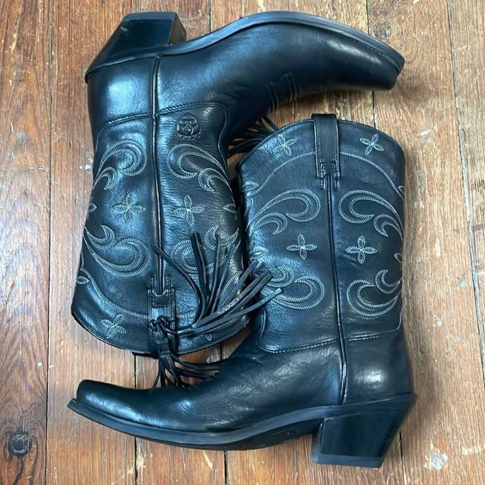 Ariat R Toe Western Black Cowboy Western Boots ta… - image 2