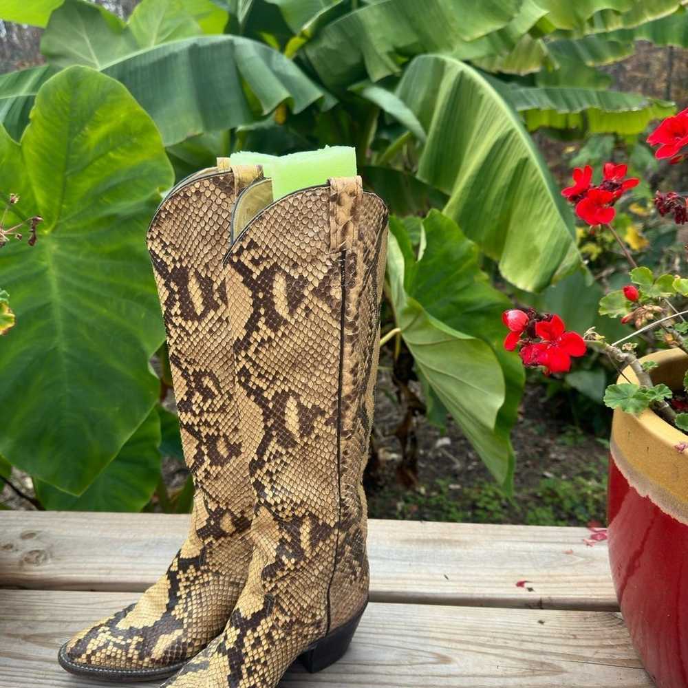 Vintage Authentic Larry Mahan Python Snake Skin B… - image 1