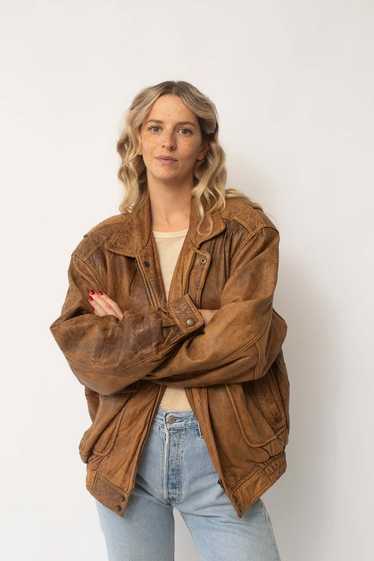 Leather Bomber - Brown - image 1