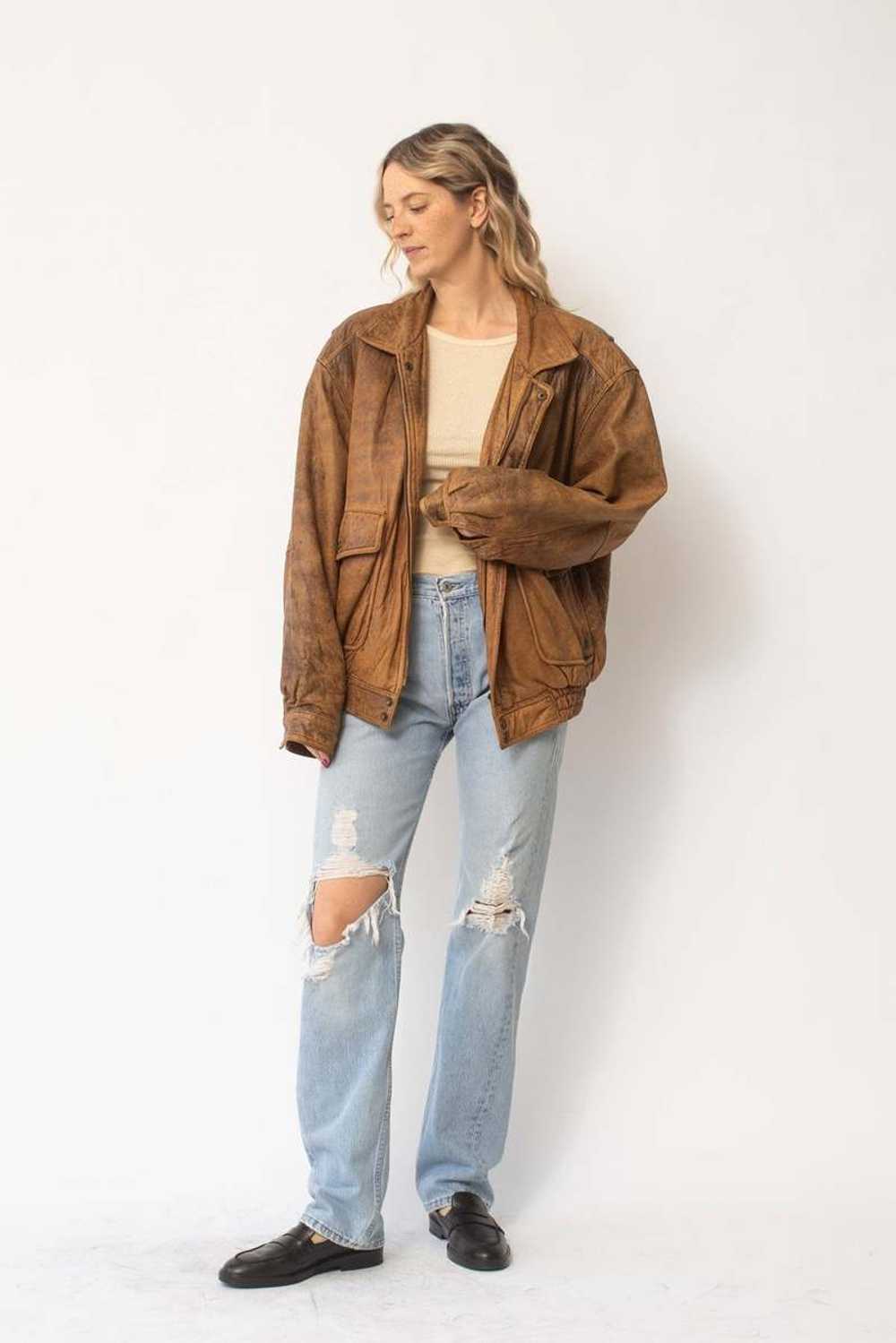 Leather Bomber - Brown - image 2