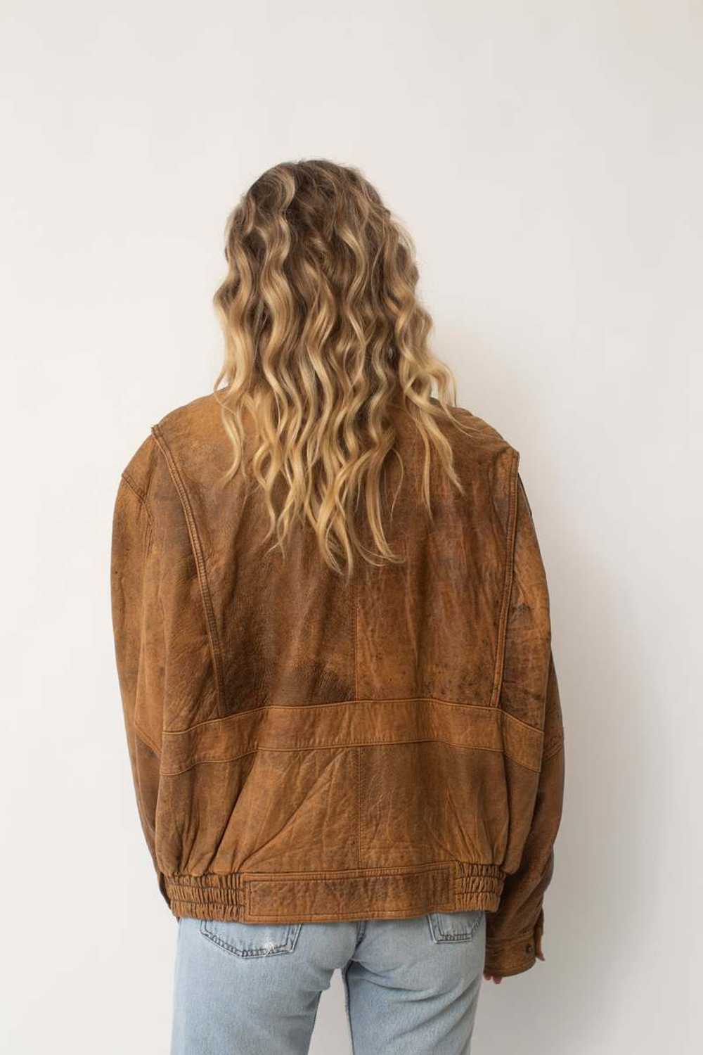 Leather Bomber - Brown - image 4