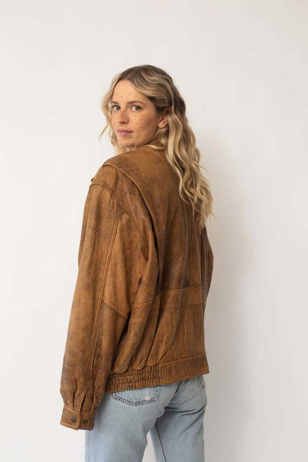 Leather Bomber - Brown - image 5