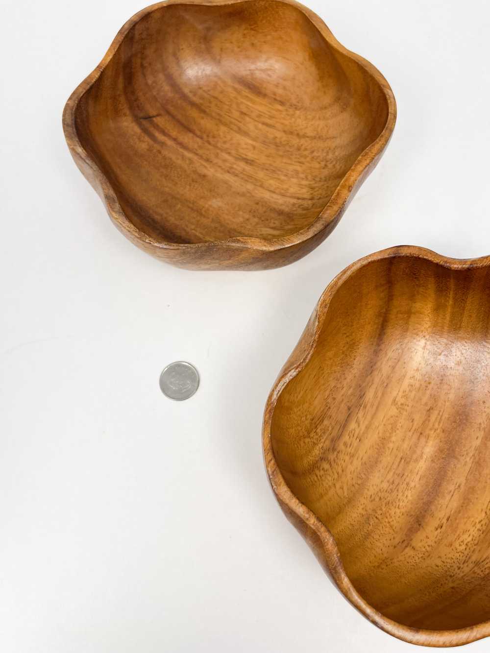 Hand made scalloped vintage woodenware bowl set - image 7