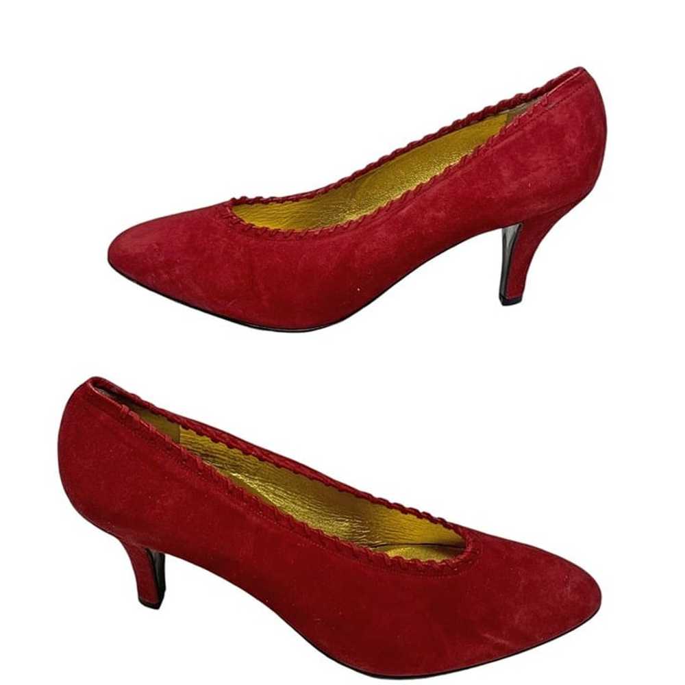 Vintage 80s Anne Klein Dark Red Suede Whipstitch … - image 11