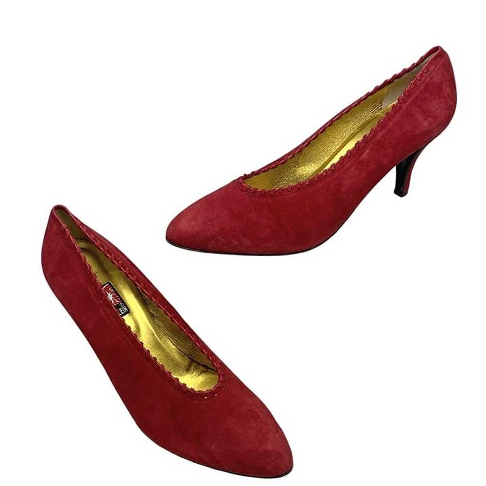 Vintage 80s Anne Klein Dark Red Suede Whipstitch … - image 6