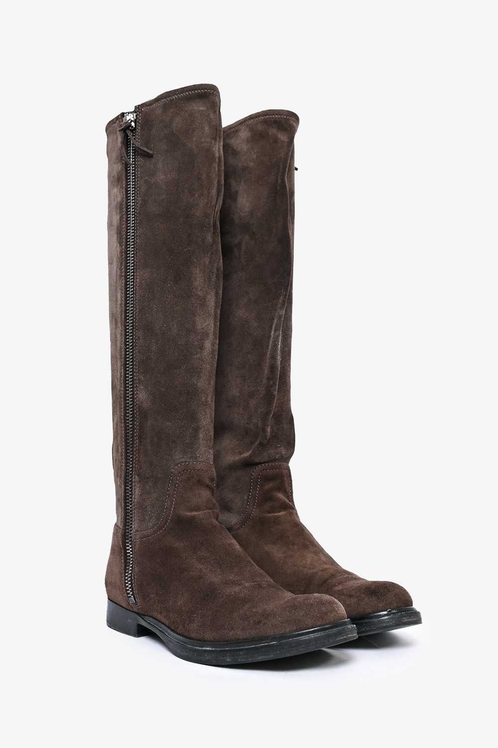 Miu Miu Brown Suede Knee High Boots Size 40.5 - image 2