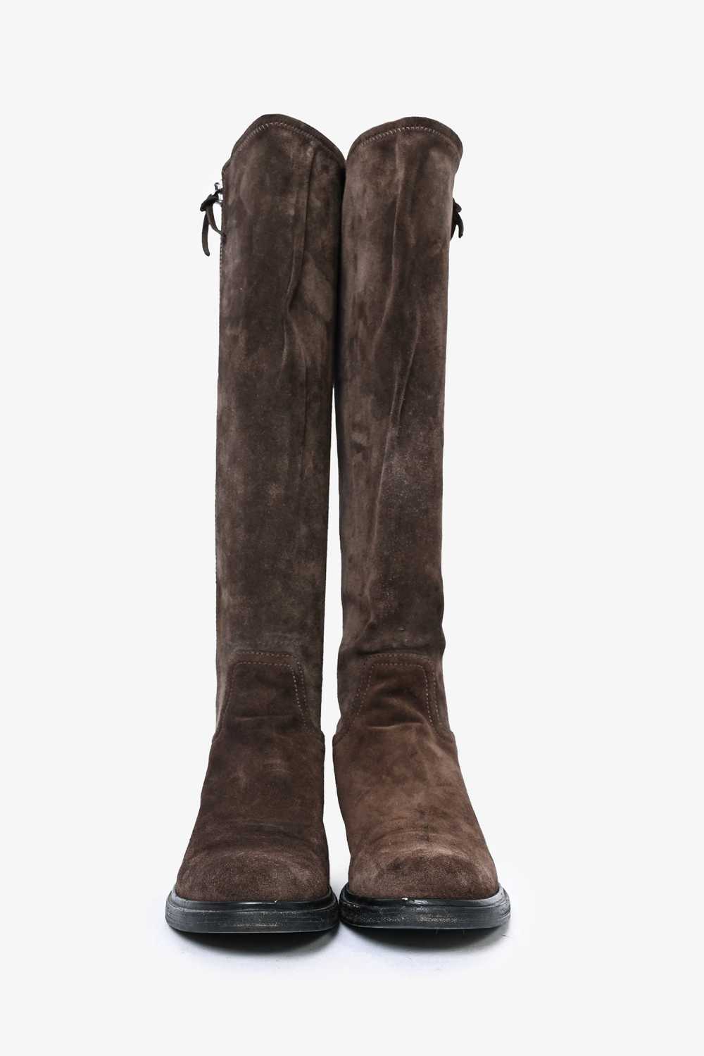 Miu Miu Brown Suede Knee High Boots Size 40.5 - image 3