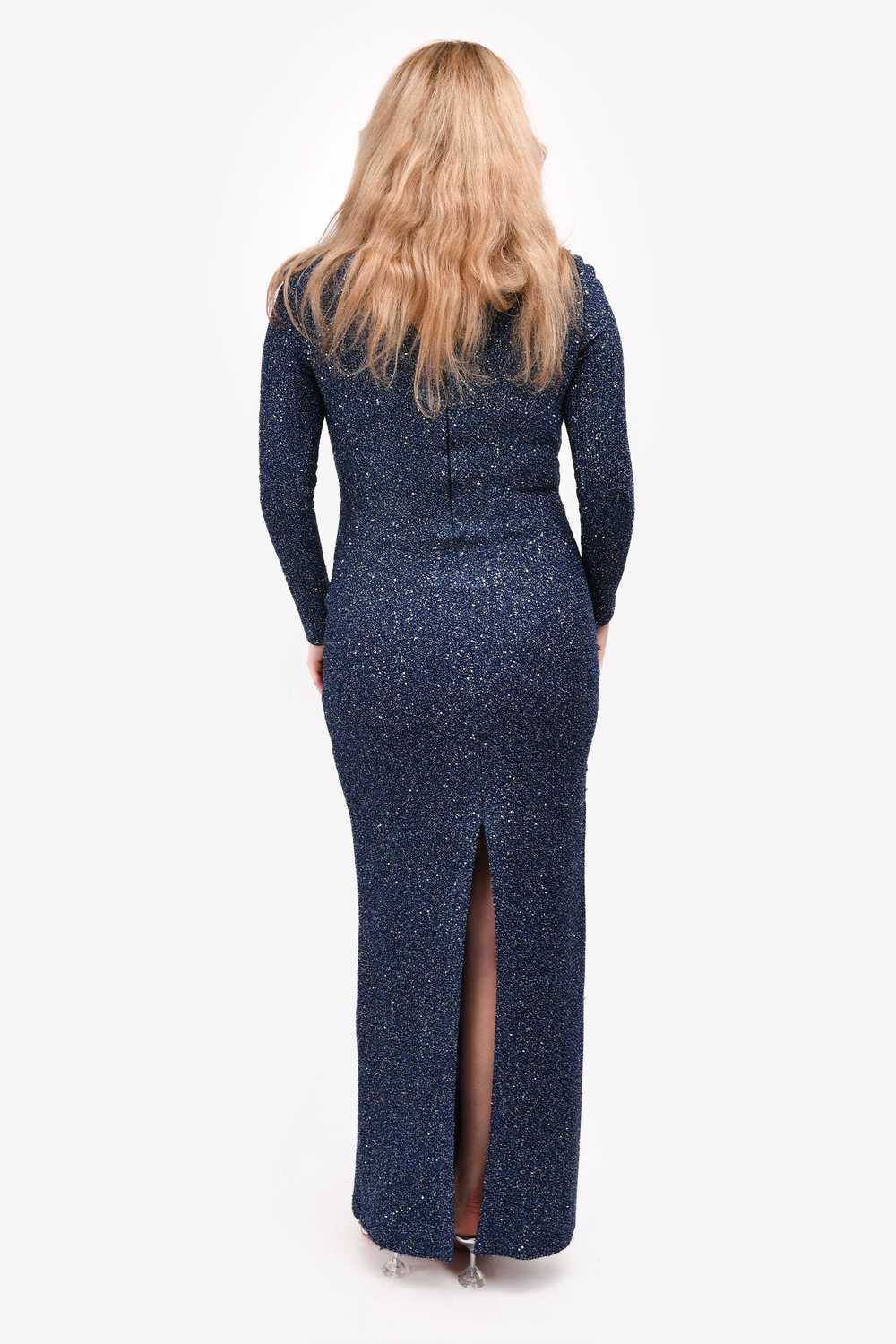 St. John Blue Metallic Sequin Knit Gown Size 6 - image 4