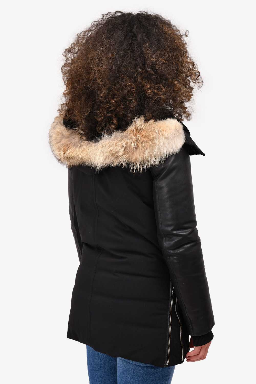 Rudsak Black Down Leather/Fur Trim Hooded Jacket … - image 4