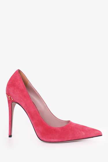 Gucci Pink Suede Elizabeth Horse-Bit Pointed Toe P