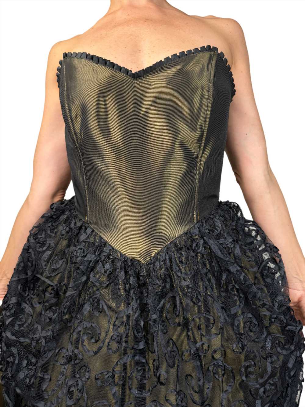 Gold & Black Iridescent Cocktail Dress 1980s - image 1