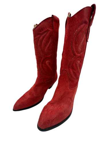 Red Leather Cowgirl Boots W8 1980s