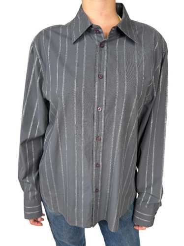 Armani Exchange, Gray Metallic Button-Up Shirt 199