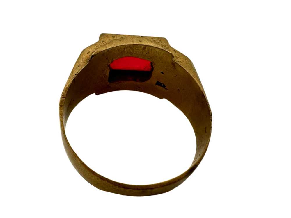 Brass Mens Ring w/ Red Stone 1960s - image 3