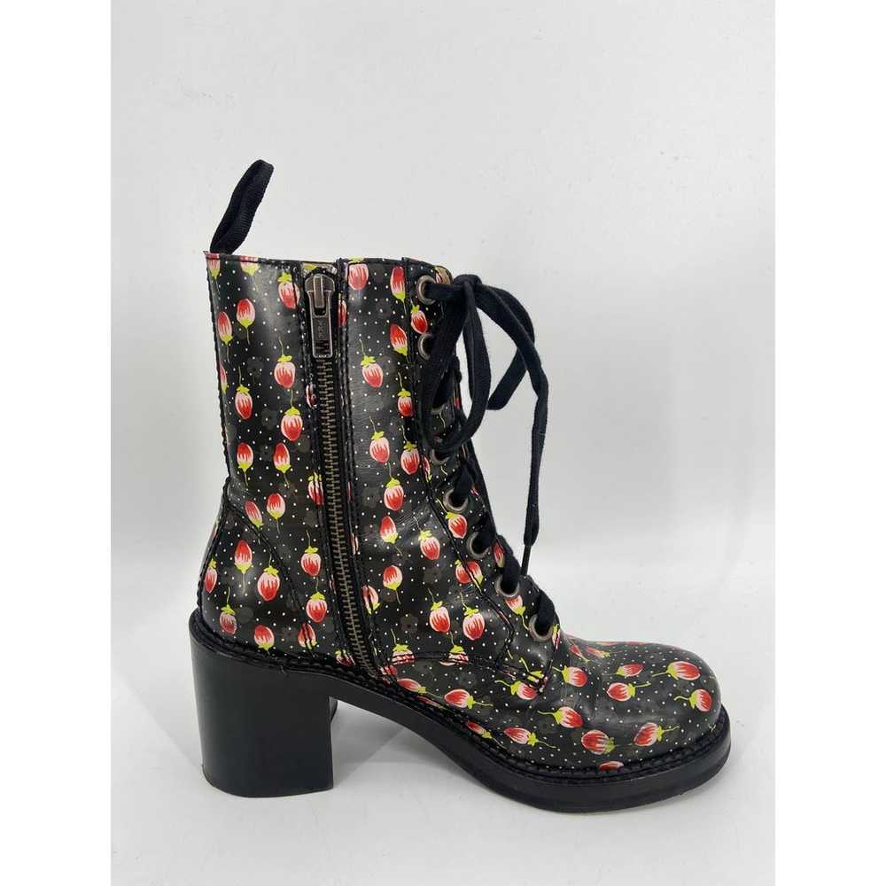 ANNA SUI Floral Leather Printed Lace Up Combat Bo… - image 3