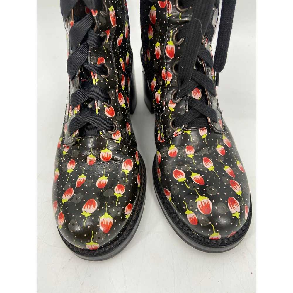 ANNA SUI Floral Leather Printed Lace Up Combat Bo… - image 5