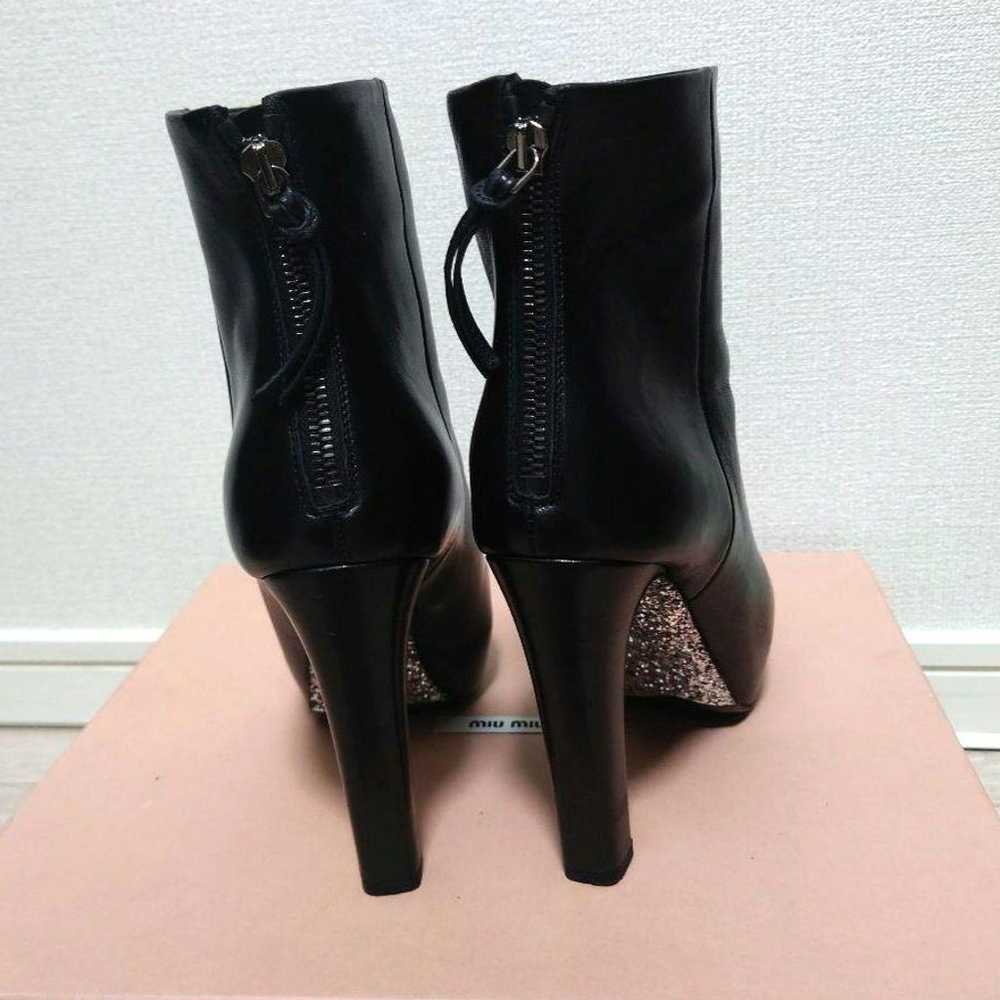 MIUMIU Glitter Short Boots Black 37 1/2 Excellent… - image 3