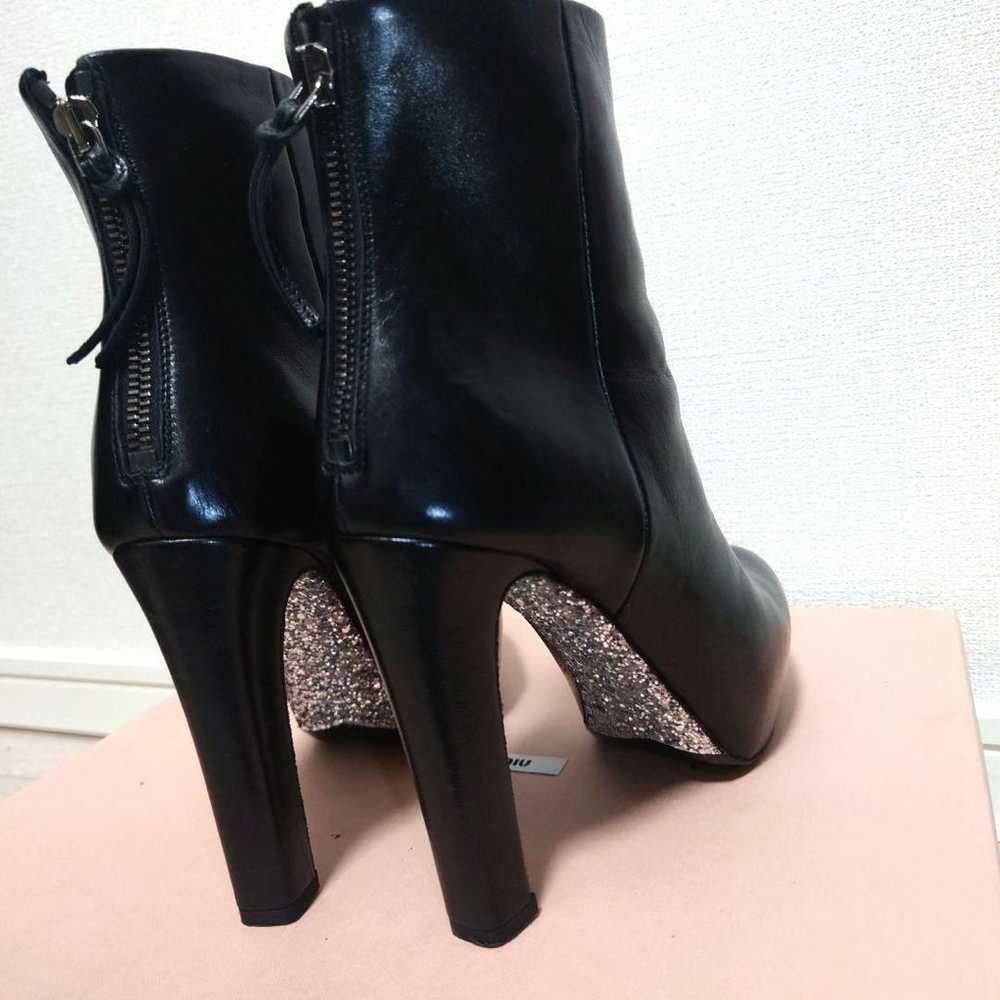 MIUMIU Glitter Short Boots Black 37 1/2 Excellent… - image 4