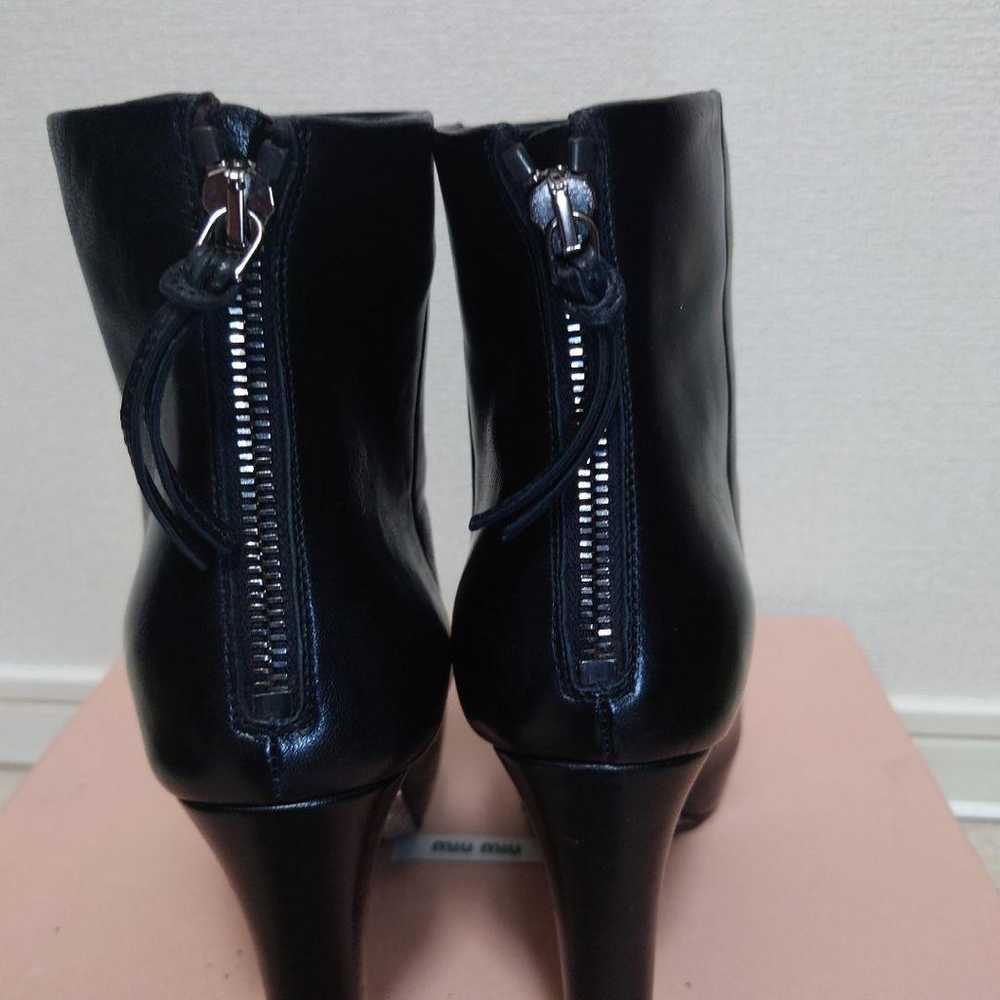 MIUMIU Glitter Short Boots Black 37 1/2 Excellent… - image 9