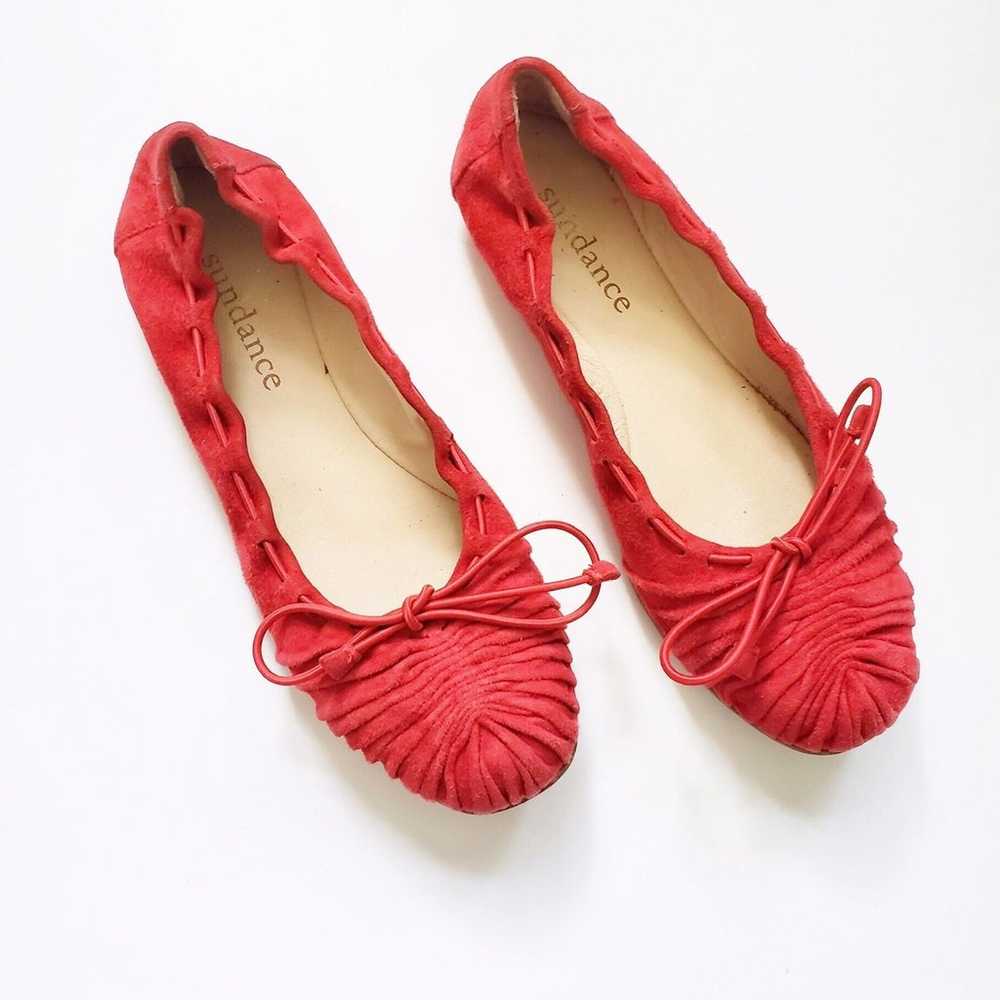 $120 Sundance Red Suede Ballet Flats - image 1