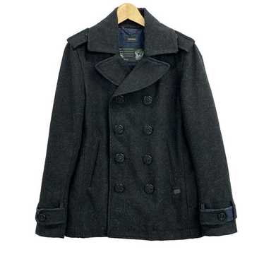 DIESEL ピーコート XL J-DENNER Coat in pinstriped cool wool｜ブラック｜メンズ｜DIESEL