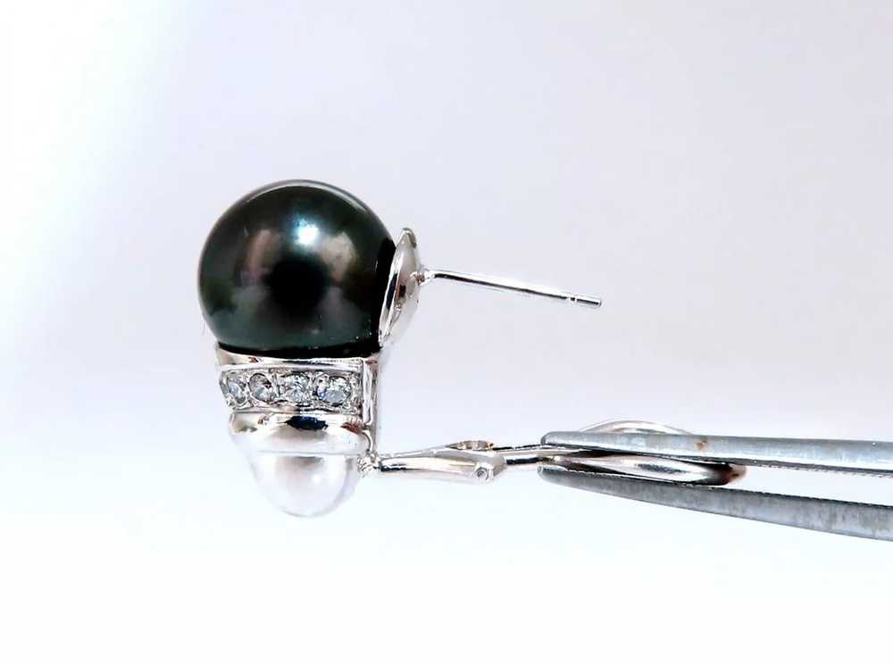 11mm natural tahitian pearl & .50ct diamonds rais… - image 6