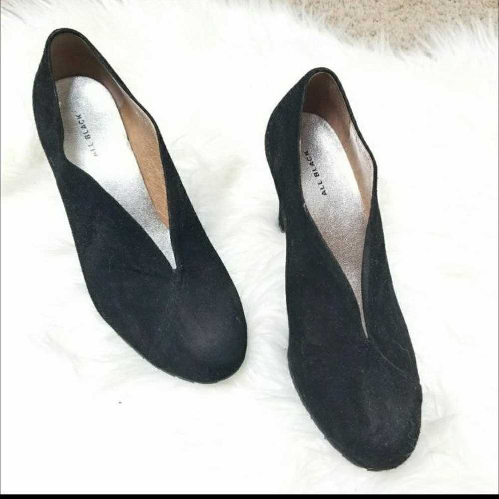 All Black Black Suede V Cutout Heels - image 1