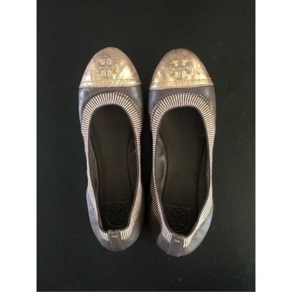 Tory Burch Gabby Gunmetal Platinum Ballet FlatsSi… - image 1