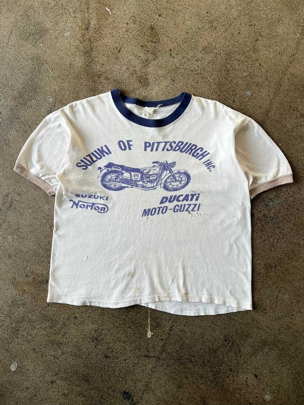 1960s Suzuki of Pittsburgh Three Tone Ringer Tee - image 1