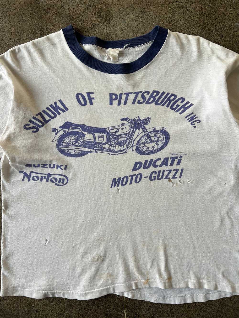 1960s Suzuki of Pittsburgh Three Tone Ringer Tee - image 2